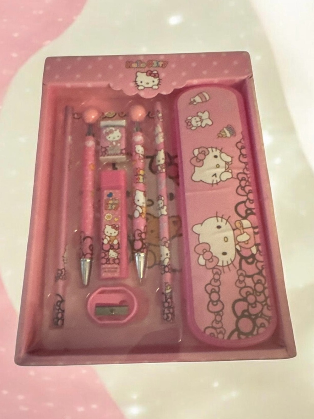 Sanrio Hello Kitty Pink Stationery Gift Set with Case